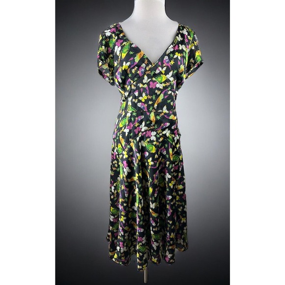 eshakti Dresses & Skirts - Eshakti Floral Butterfly Bird Dress V-Neck Cap Sleeve A-Line Plus Size 3X 26W